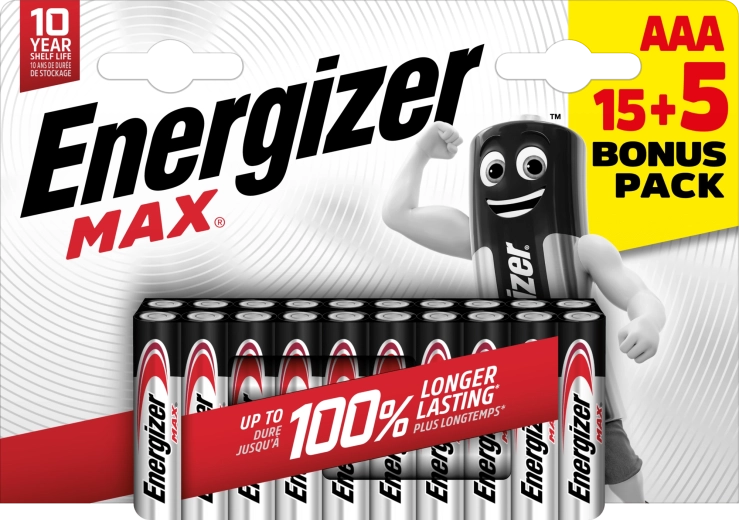 Αλκαλικές μπαταρίες Energizer Max AAA 20 τεμ.