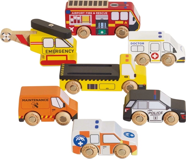 Le Toy Van ξύλινο σετ οχημάτων διάσωσης με ελικόπτερο