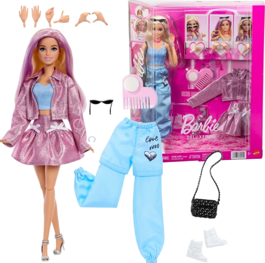Barbie Deluxe Style σετ μόδας με κούκλα, ρούχα και αξεσουάρ