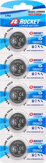Μπαταρία λιθίου τύπου κουμπί Rocket CR2032 3 V 240 mAh - συσκευασία 100 τεμαχίων