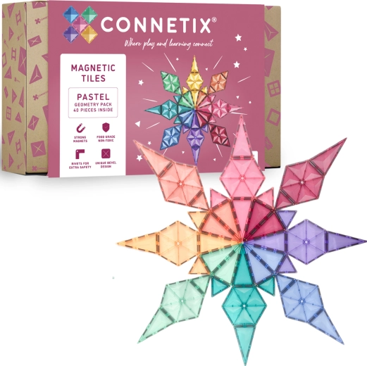 Connetix Pastel Geometry Pack μαγνητικό κατασκευαστικό σετ 40 τεμαχίων