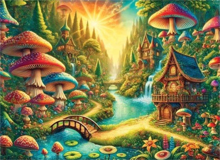 Ξύλινο παζλ WOODEN CITY Μυστήριο δάσος δίπλα στον καταρράκτη, 1010 κομμάτια