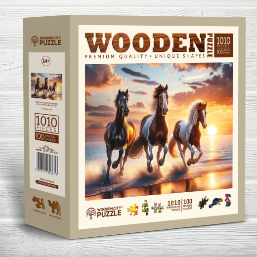 Ξύλινο παζλ Wooden City άγρια άλογα στην παραλία 1010 κομμάτια
