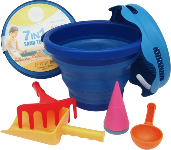 Compactoys πτυσσόμενο σετ για άμμο 7 σε 1, μπλε