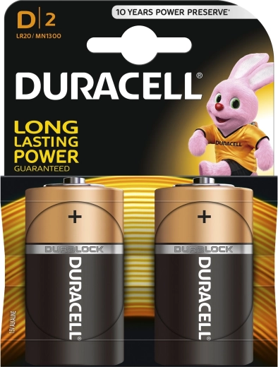 Αλκαλικές μπαταρίες Duracell D 1,5 V, 2 τεμ.