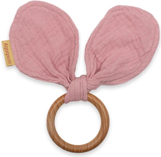 Μασητικό με μουσελίνα New Baby Ears ροζ