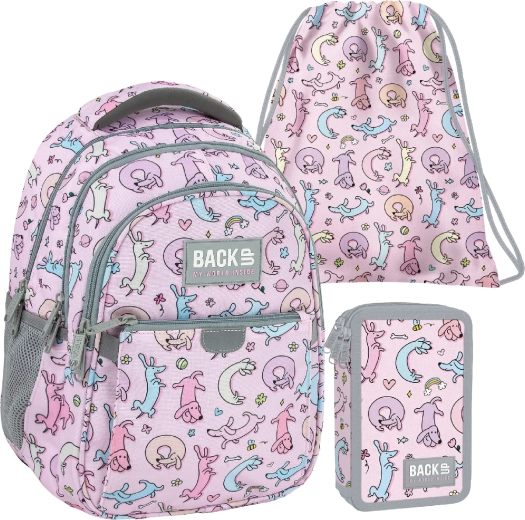 BackUP Cute Dogs σχολικό σετ 3 σε 1 – σακίδιο, γεμάτη κασετίνα και σάκος