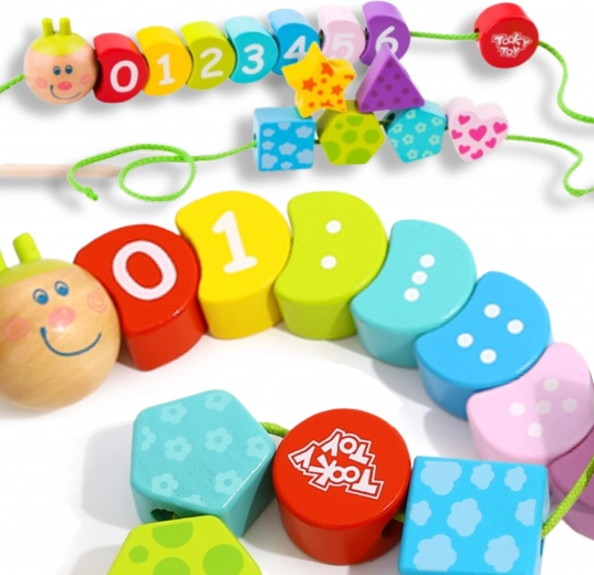 TOOKY TOY ξύλινη χάντρα-κάμπια – εκμάθηση αριθμών, 20 κομμάτια