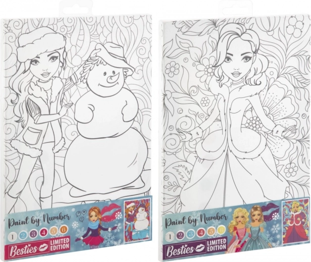 Ζωγραφική με αριθμούς σε καμβά BESTIES 29,7 × 19,5 cm