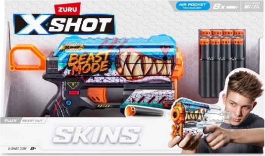 Αφρώδες blaster X-Shot Skins Flux – Beast Mode (8 βελάκια)