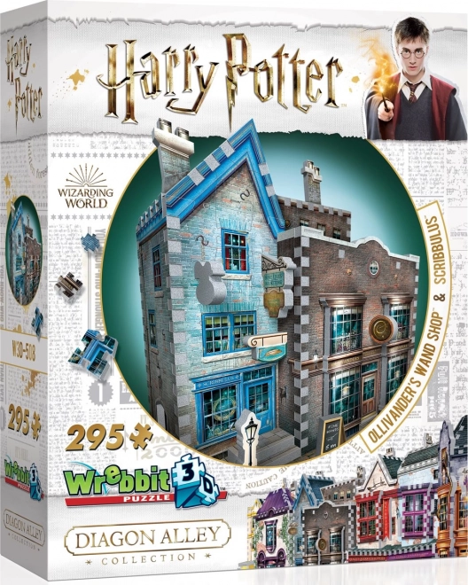 3D παζλ WREBBIT HARRY POTTER: Το κατάστημα ραβδιών του Ollivander και Scribbulus – 295 κομμάτια