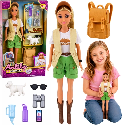 Anlily ταξιδιώτισσα με σκυλάκι και αξεσουάρ (30 cm)