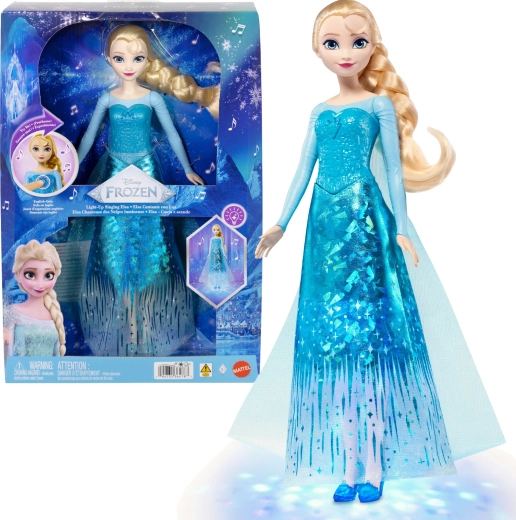 Mattel Disney Frozen τραγουδιστή κούκλα Elsa με μαγικά φωτάκια 30 εκ.
