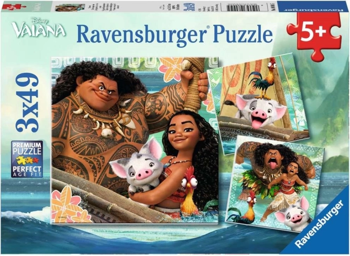 Ravensburger παζλ Γενναία Βαϊάνα: Ταξίδι στην περιπέτεια 3×49 κομμάτια