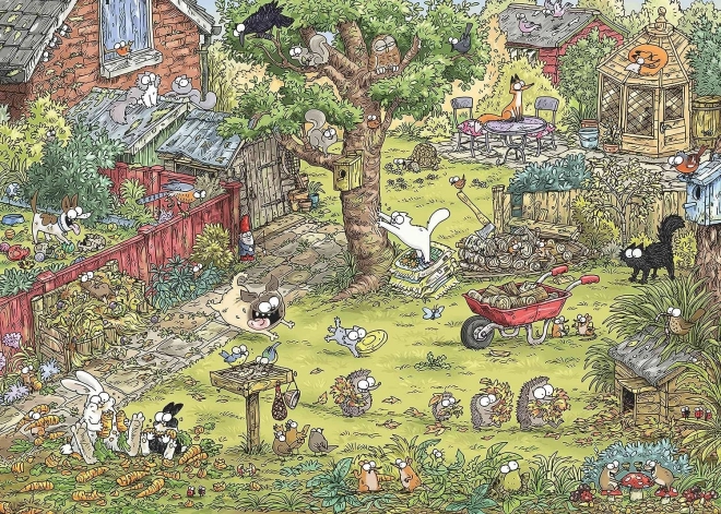 Παζλ 1000 κομματιών SIMON'S CAT – Διασκέδαση στον κήπο + αφίσα