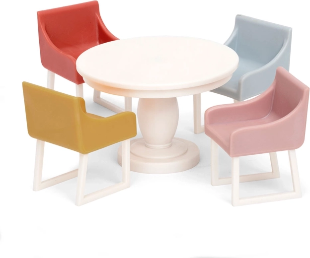Σετ τραπεζαρίας για κουκλόσπιτο Lundby Basic – στρογγυλό τραπέζι και 4 καρέκλες