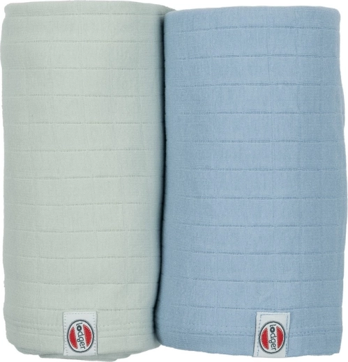 Lodger swaddler solid από οργανικό βαμβάκι 110 × 110 cm Peppermint/Blue fogg (2 τεμ.)