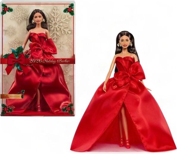 Mattel Barbie Signature χριστουγεννιάτικη συλλεκτική κούκλα 2026 με κόκκινο φόρεμα - 1 τεμάχιο