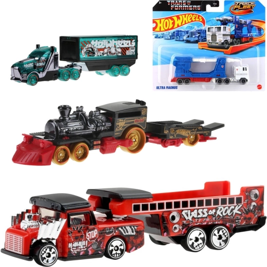 Mattel Hot Wheels Track Fleet όχημα με ρυμουλκούμενο Transformers - 1 τεμάχιο