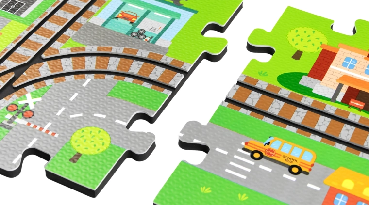 3D αφρώδης πόλη με ράγες