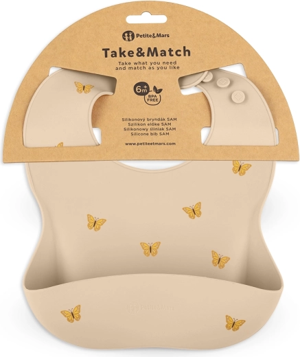 Σαλιάρα σιλικόνης Petite&Mars Take&Match sand butterflies 6m+