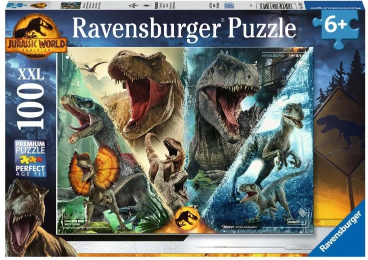 Παζλ Ravensburger Jurassic World: Κυριαρχία – παρακολούθηση ειδών XXL 100 κομμάτια