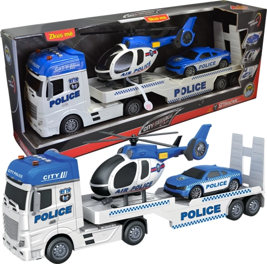 City Service Car αστυνομικός τράκτορας με ελικόπτερο και αυτοκίνητο σε κλίμακα 1:12