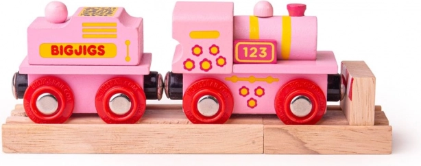 Ροζ μηχανή με τέντερ BIGJIGS Rail