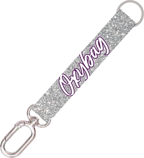 Κοντό μπρελόκ με καραμπίνερ Silver Glitter