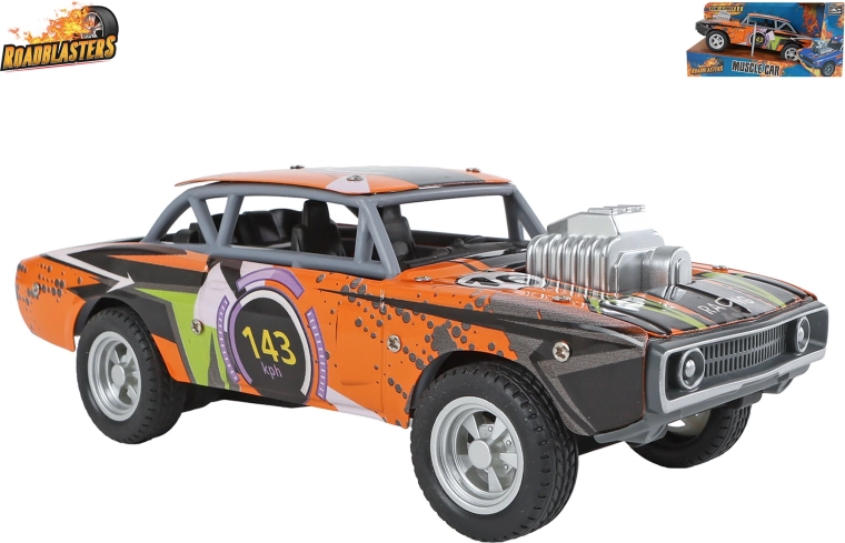 Roadblasters πορτοκαλί μεταλλικό αυτοκινητάκι muscle car με μηχανισμό αδράνειας (pull-back) - 1 τεμάχιο