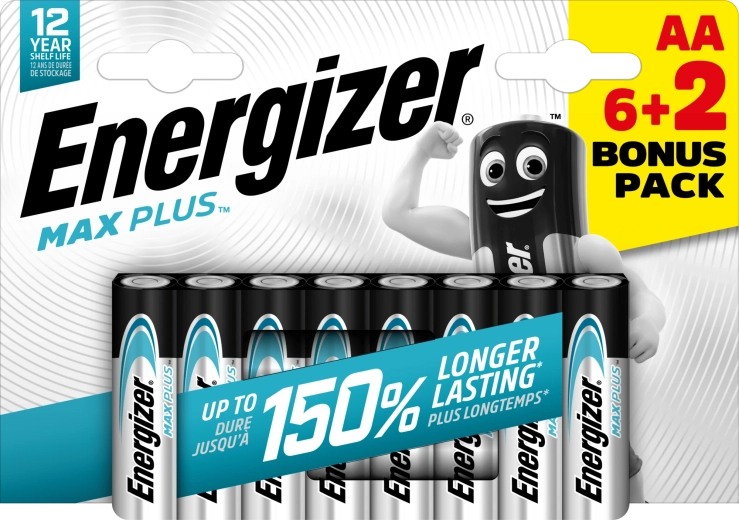 Energizer Max Plus AA αλκαλικές μπαταρίες 6+2 τεμ.