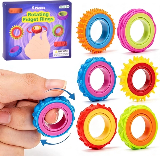 Περιστρεφόμενα αισθητηριακά fidget δαχτυλίδια – σετ 6 τεμ.