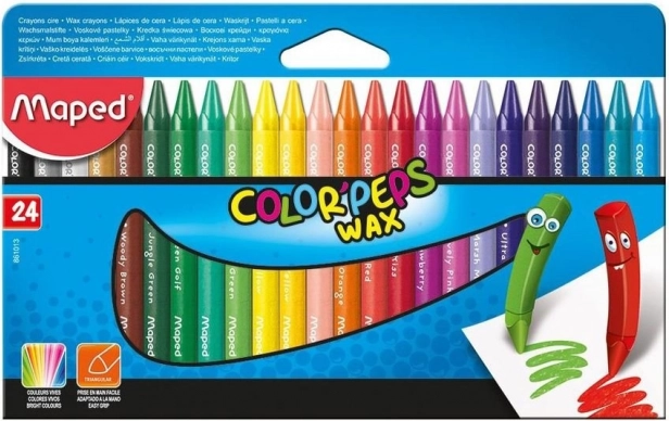 Τριγωνικές κηρομπογιές MAPED Color’Peps, 24 τεμ.