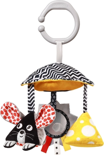 BabyOno κρεμαστό παιχνίδι υψηλής αντίθεσης Mouse για καρότσι και κούνια, 0 m+