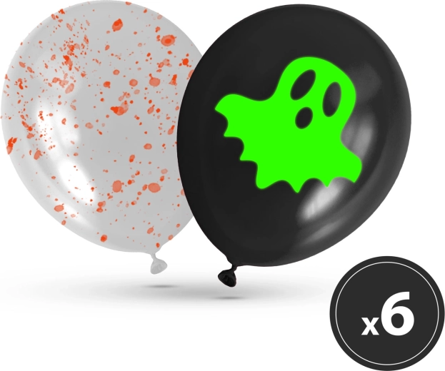 Σετ φωσφοριζόντων αποκριάτικων μπαλονιών Halloween, 6 τεμάχια