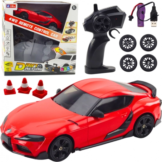RC drift αυτοκίνητο 4WD με εναλλάξιμους τροχούς – κόκκινο