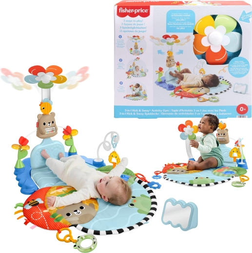 Fisher-Price εκπαιδευτικό αισθητηριακό χαλάκι παιχνιδιού 3σε1 Κλότσησε και γύρισε