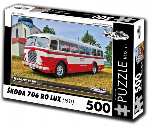 Ρετρό παζλ αυτοκινήτων – λεωφορείο Škoda 706 RO Lux (1951) 500 κομμάτια