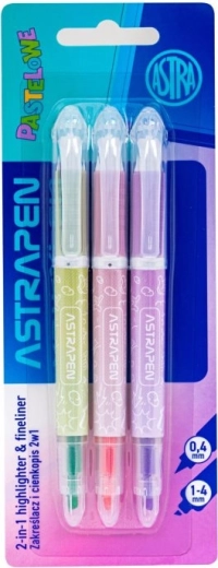 Astra υπογραμμιστές 2σε1 pastel, σετ 3 τεμ.