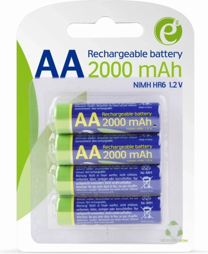 Επαναφορτιζόμενες μπαταρίες AA NiMH 2000 mAh προφορτισμένες – blister 4 τεμ.