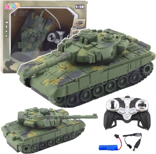 RC τανκ T-90 1:18 πράσινο με φώτα και ήχους