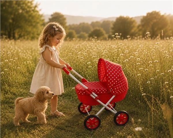 New Baby παιδικό καρότσι για κούκλες Anička κόκκινο