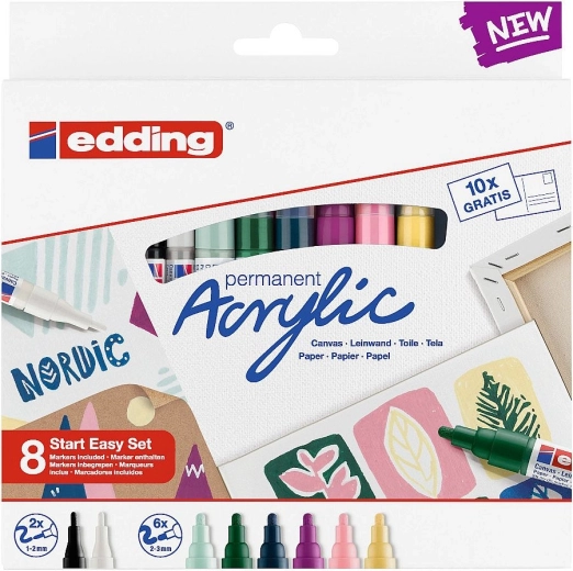 Ακρυλικοί μαρκαδόροι EDDING Nordic Easy Start – σετ 8