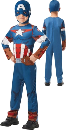 Παιδική στολή Marvel Avengers Κάπτεν Αμέρικα με μάσκα, 110–116 cm