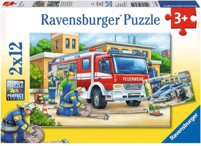 Παζλ RAVENSBURGER αστυνομία και πυροσβέστες 2×12 κομμάτια