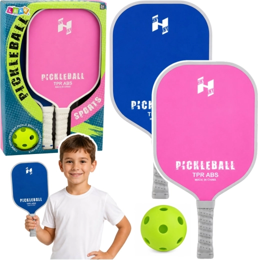 Ροζομπλέ σετ pickleball – 2 ρακέτες και διάτρητη μπάλα