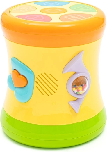 Δυναμικό ταμπουράκι διπλής όψης BABY MIX – κίτρινο διαδραστικό τύμπανο για μωρά