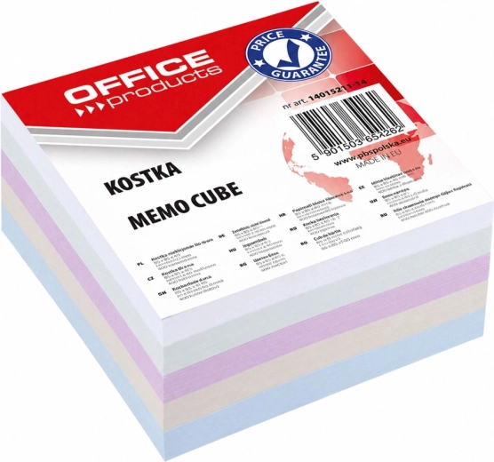 Χάρτινος κύβος σημειώσεων OFFICE PRODUCTS χωρίς κόλλα 85 × 85 × 40 mm, μίξη χρωμάτων - 1 τεμάχιο