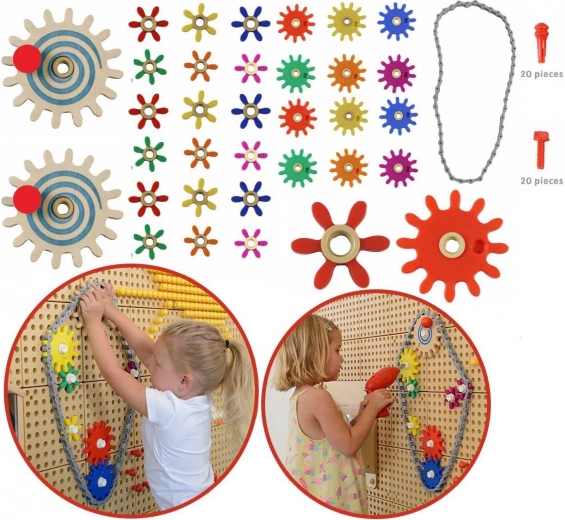Masterkidz σετ γραναζιών και αλυσίδας για πίνακα STEM, 79 τεμάχια