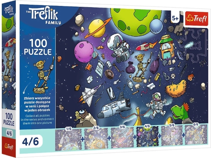 Παζλ Trefl Οικογένεια Treflíků: Robobot στο διάστημα 100 κομμάτια